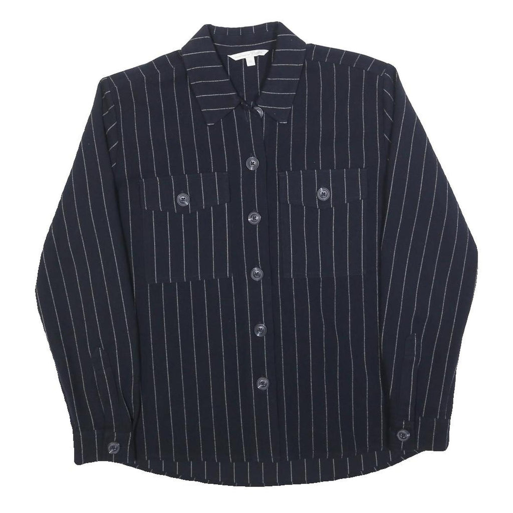 TOM TAILOR Womens Blue Shirt XS Pinstripe Button Pocket Casual Workwear