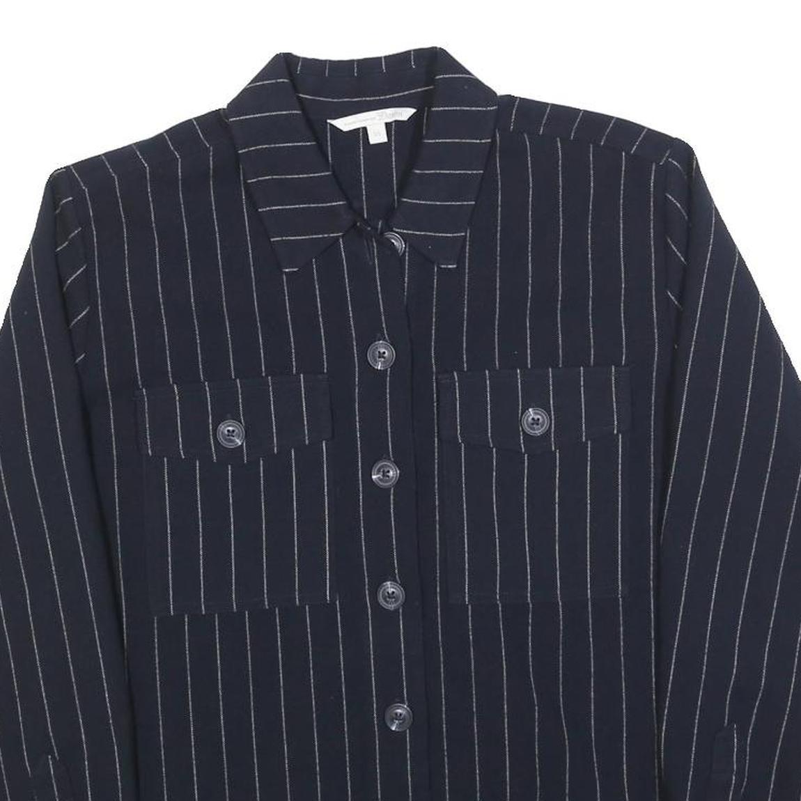 TOM TAILOR Womens Blue Shirt XS Pinstripe Button Pocket Casual Workwear