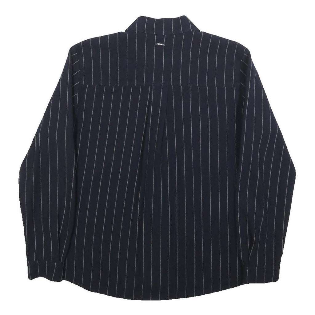 TOM TAILOR Womens Blue Shirt XS Pinstripe Button Pocket Casual Workwear