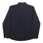 TOM TAILOR Womens Blue Shirt XS Pinstripe Button Pocket Casual Workwear