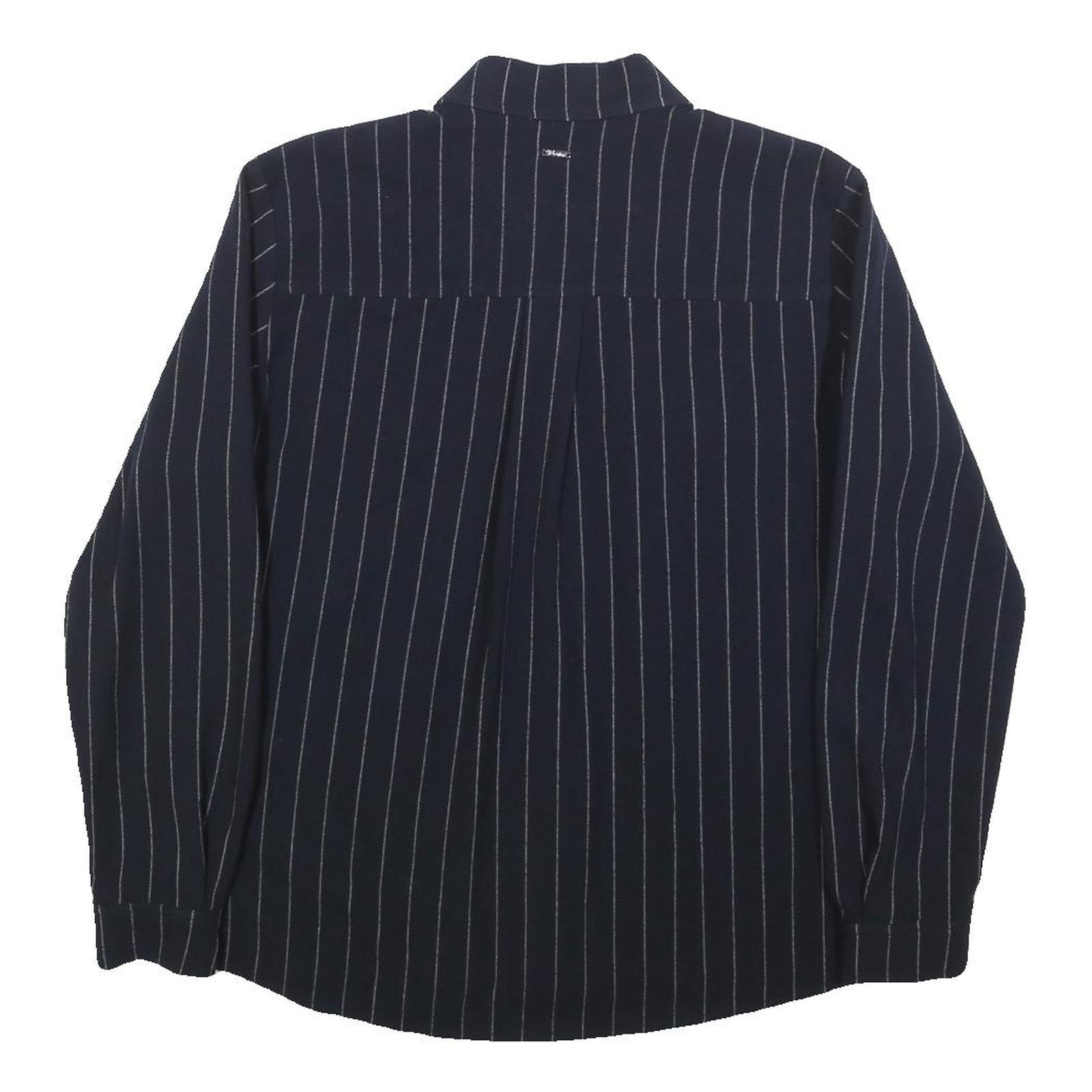 TOM TAILOR Womens Blue Shirt XS Pinstripe Button Pocket Casual Workwear