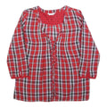 PROMOD Womens Red Checked Printed Blouse Long Sleeve Round Neck UK 12 Casual