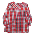 PROMOD Womens Red Checked Printed Blouse Long Sleeve Round Neck UK 12 Casual