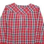 PROMOD Womens Red Checked Printed Blouse Long Sleeve Round Neck UK 12 Casual