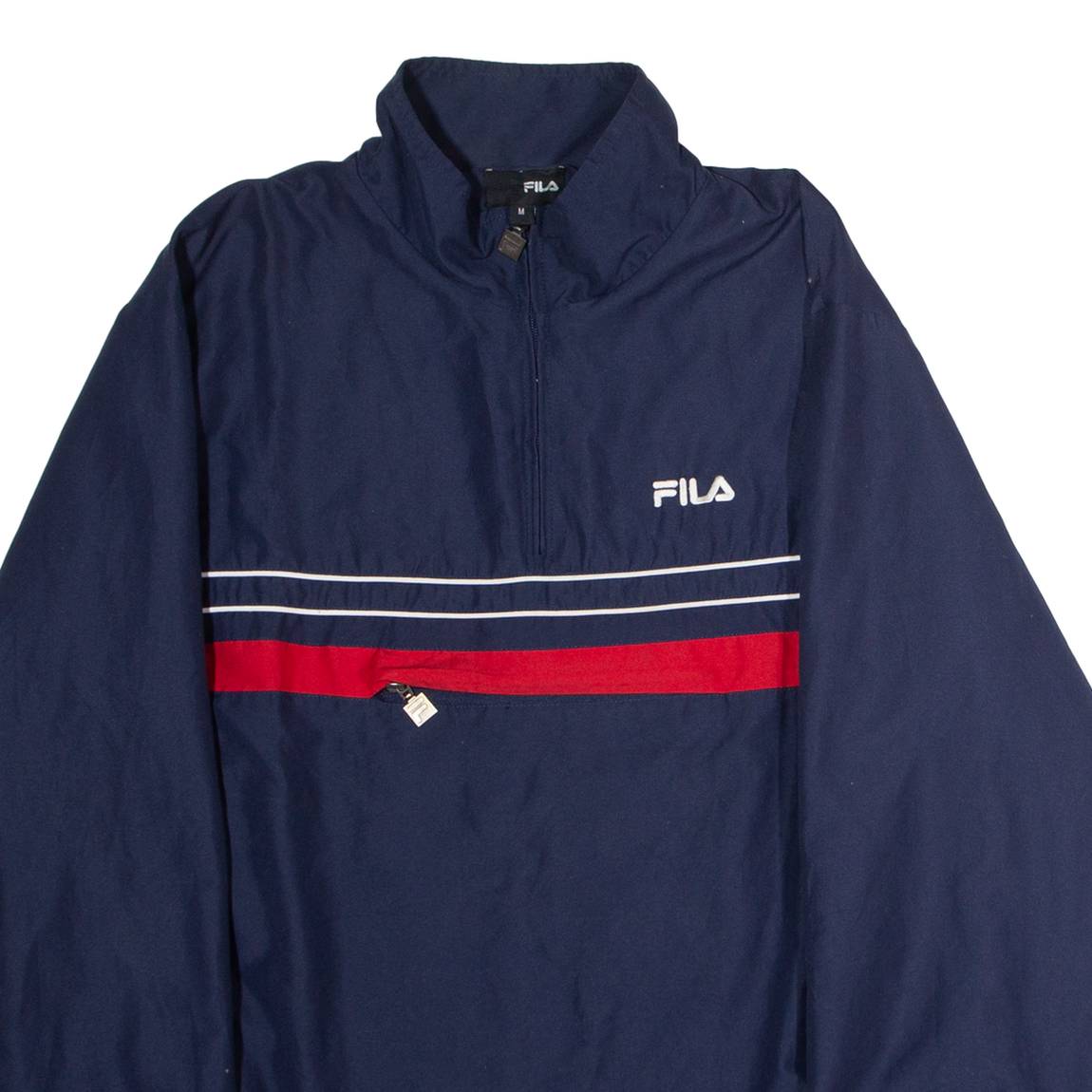 FILA Mens Pullover Jacket Blue Striped M