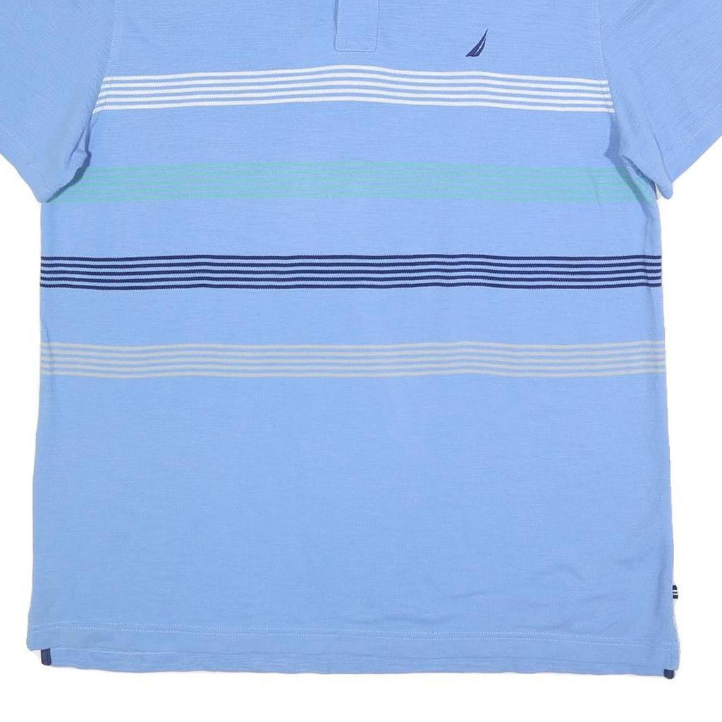 NAUTICA Mens Blue & White Striped Short Sleeve Polo Shirt XL Cotton Blend Casual
