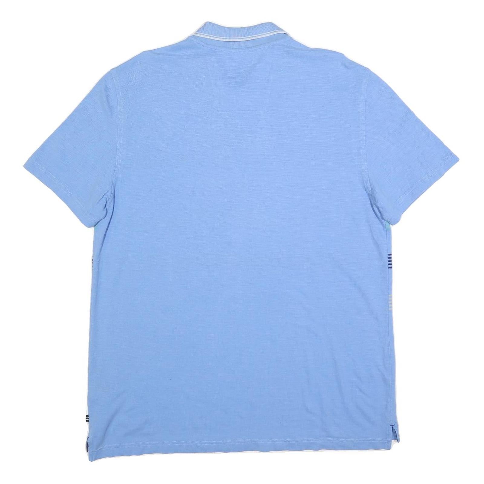 NAUTICA Mens Blue & White Striped Short Sleeve Polo Shirt XL Cotton Blend Casual