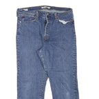 LEVI'S Womens Blue Regular Straight Denim Raw Hem W32 L25 Button Closure Jeans