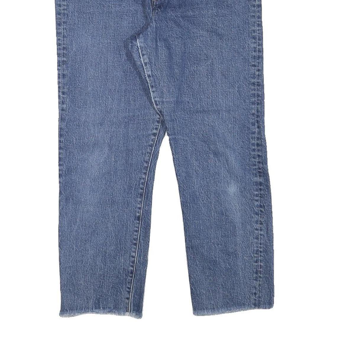 LEVI'S Womens Blue Regular Straight Denim Raw Hem W32 L25 Button Closure Jeans