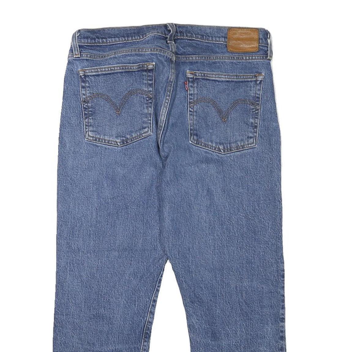 LEVI'S Womens Blue Regular Straight Denim Raw Hem W32 L25 Button Closure Jeans