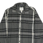 ST JOHNS BAY Mens Grey & Black Check Shirt XL Classic Fit Cotton Blend Long