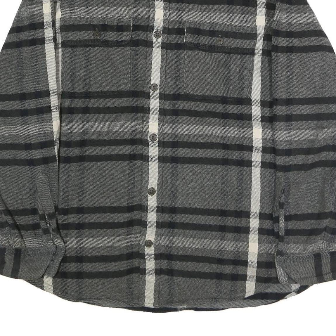 ST JOHNS BAY Mens Grey & Black Check Shirt XL Classic Fit Cotton Blend Long