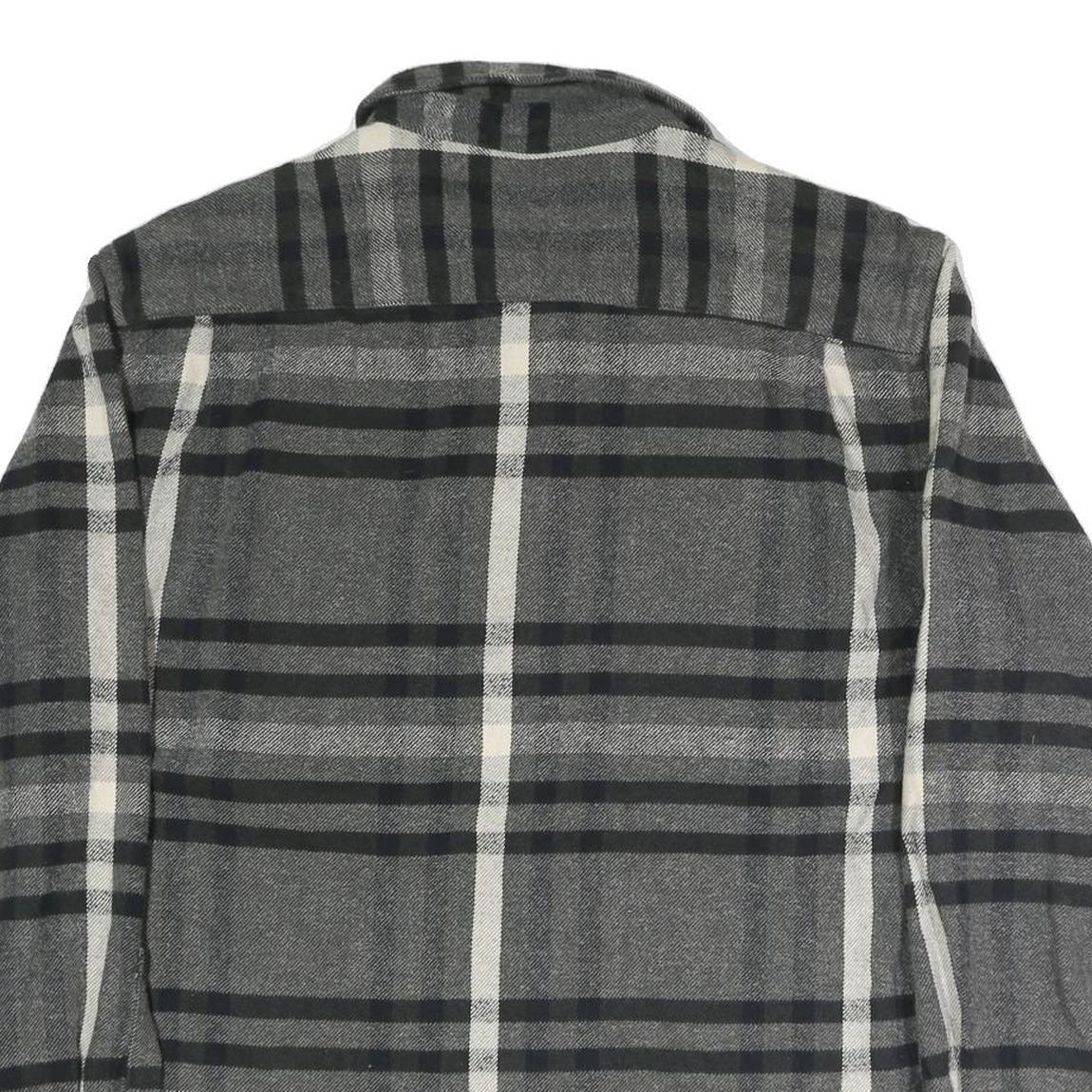 ST JOHNS BAY Mens Grey & Black Check Shirt XL Classic Fit Cotton Blend Long