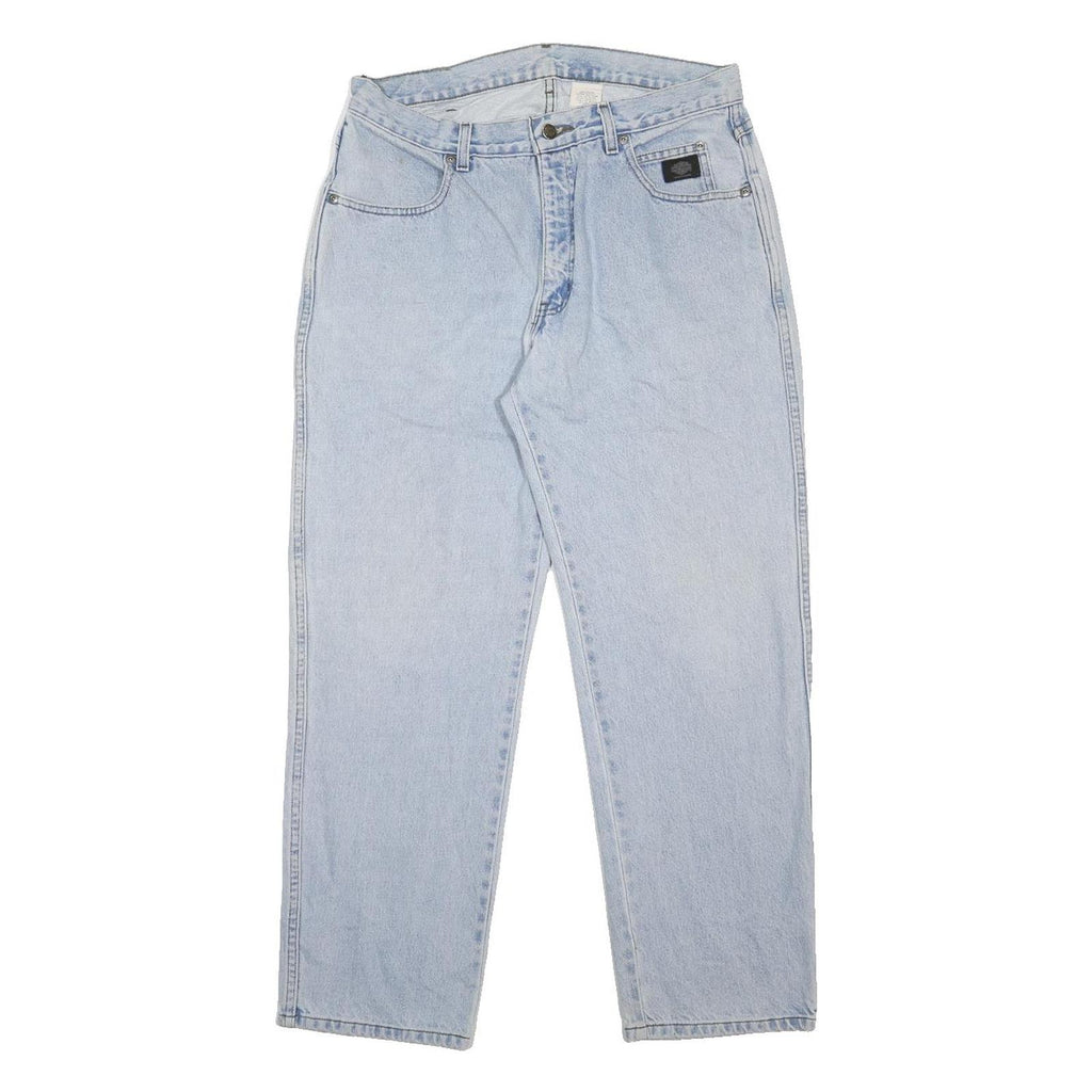 HARLEY DAVIDSON Mens Jeans Blue Relaxed Straight Denim Light W32 L28 Classic Fit