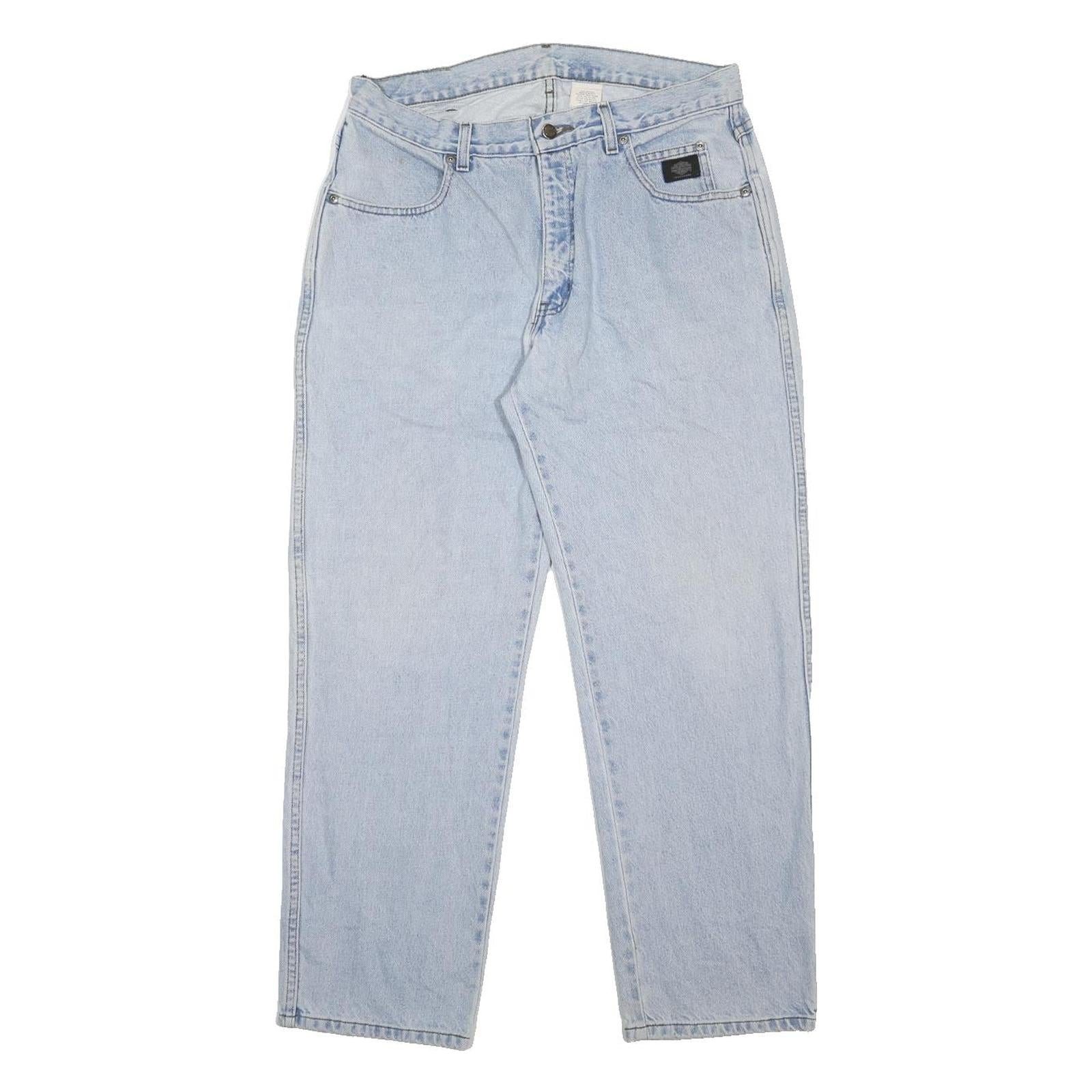 HARLEY DAVIDSON Mens Jeans Blue Relaxed Straight Denim Light W32 L28 Classic Fit
