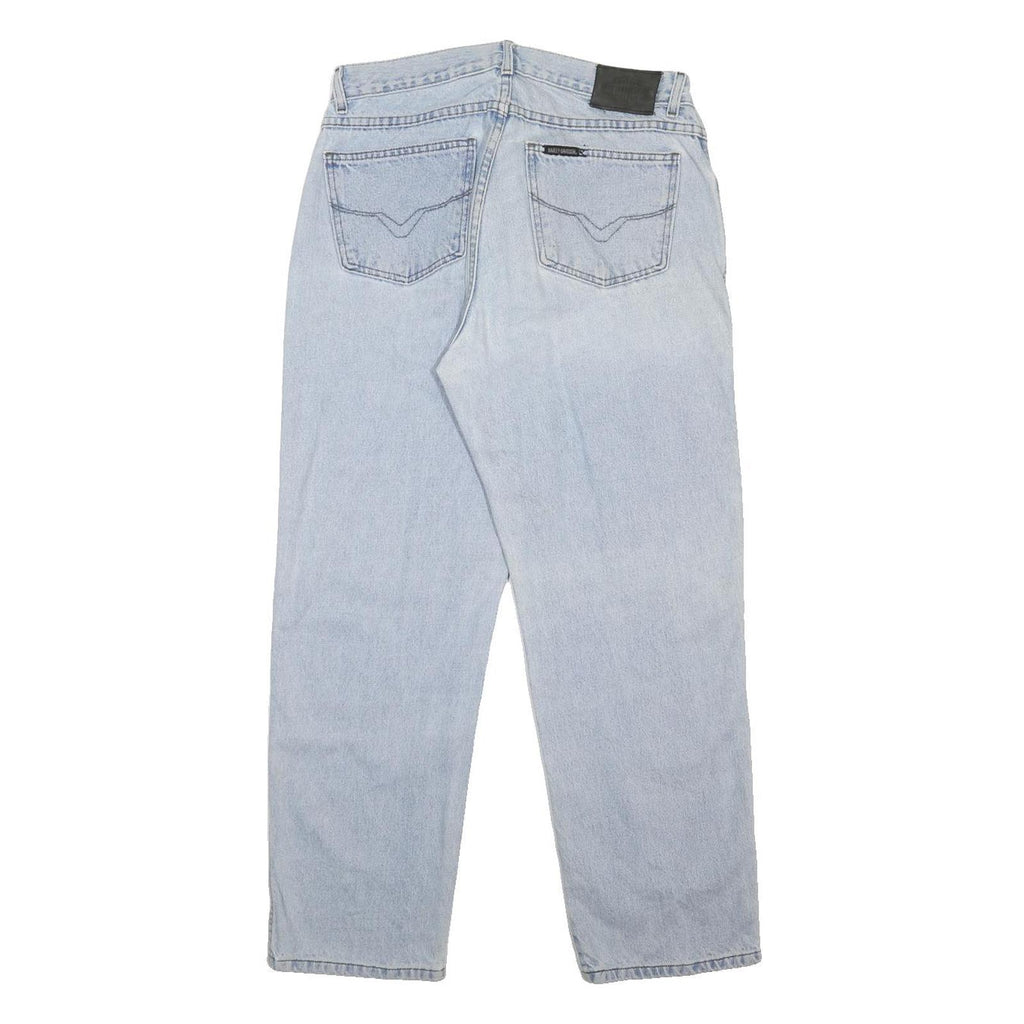 HARLEY DAVIDSON Mens Jeans Blue Relaxed Straight Denim Light W32 L28 Classic Fit