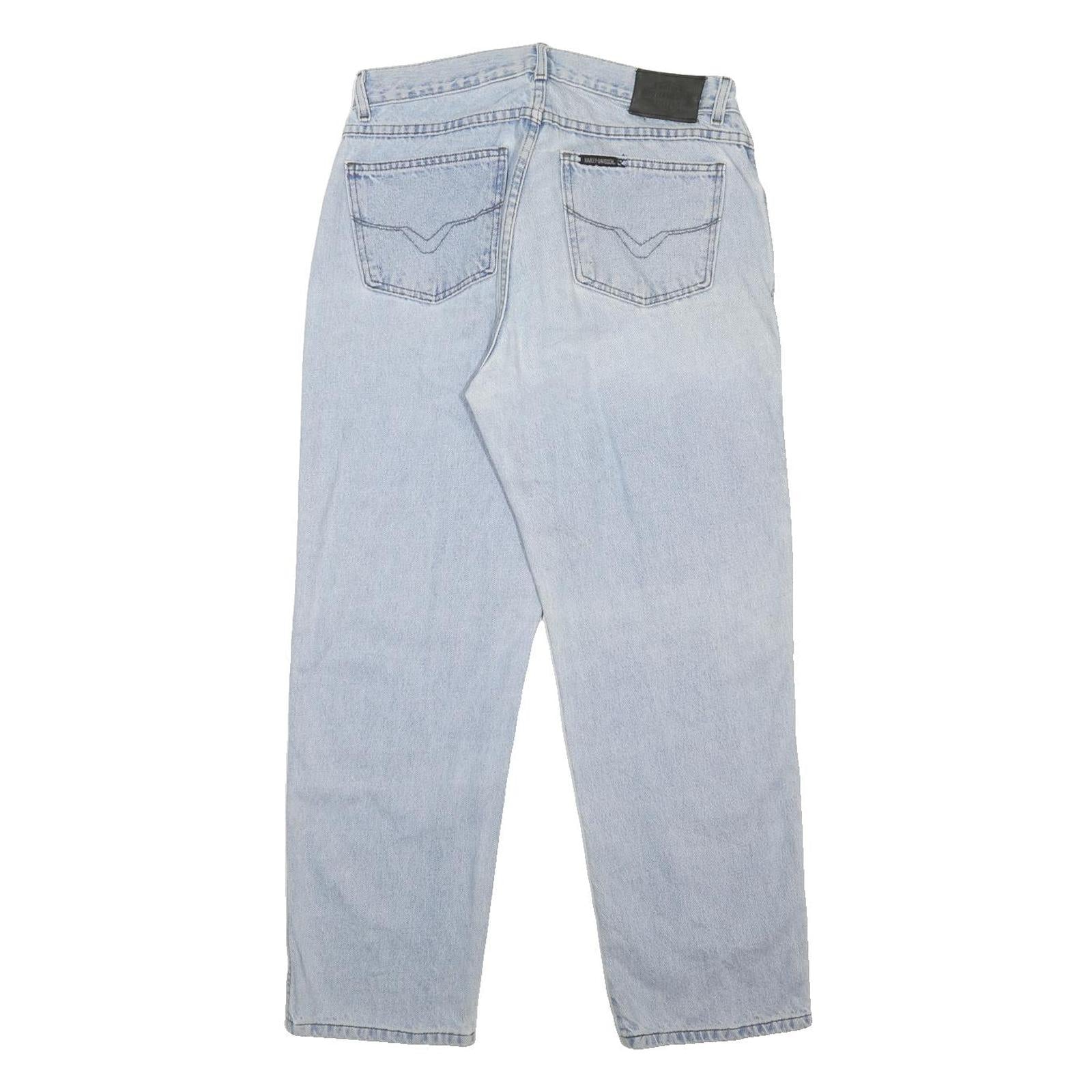 HARLEY DAVIDSON Mens Jeans Blue Relaxed Straight Denim Light W32 L28 Classic Fit