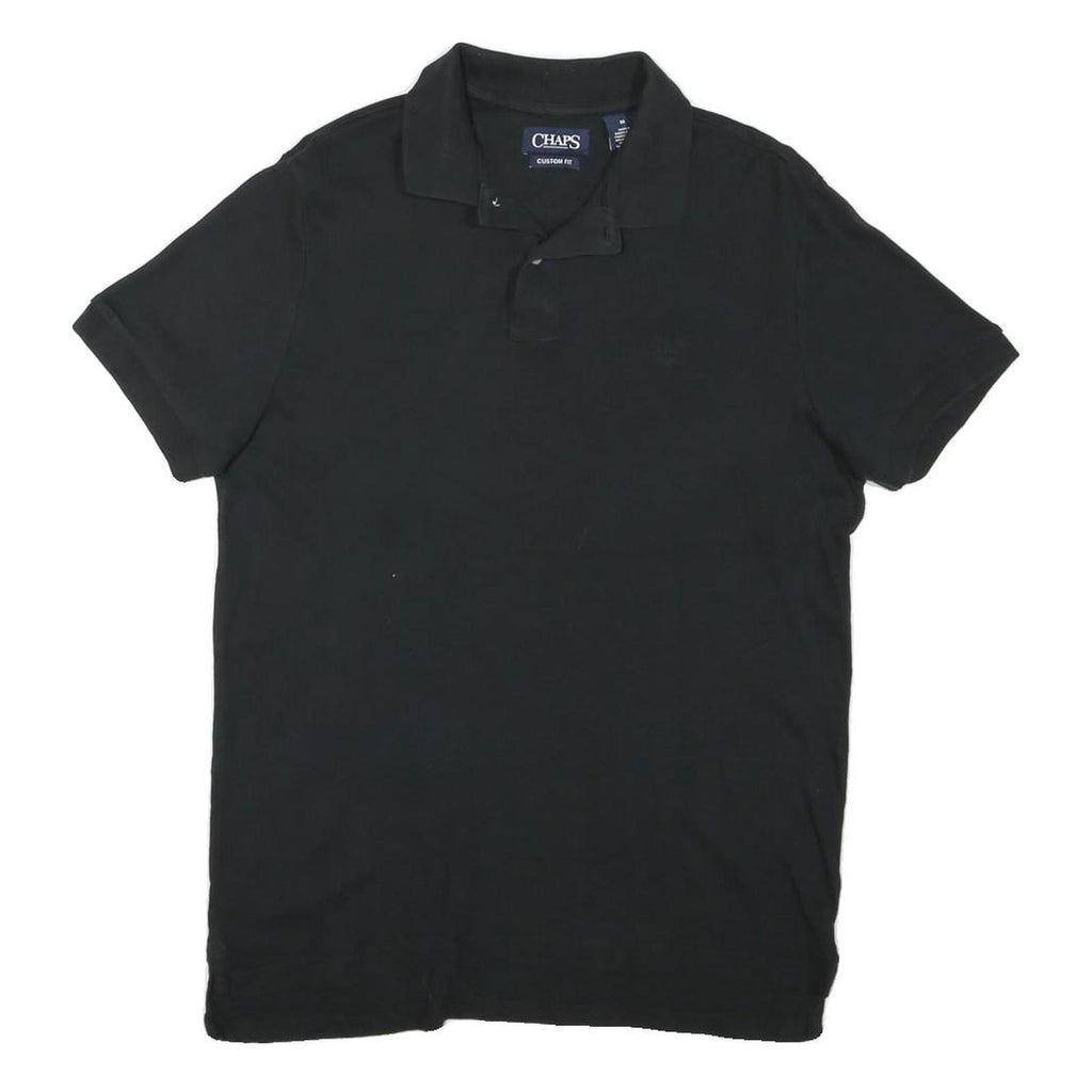CHAPS Mens Black Cotton Blend Short Sleeve Polo Shirt M Classic Fit Casual