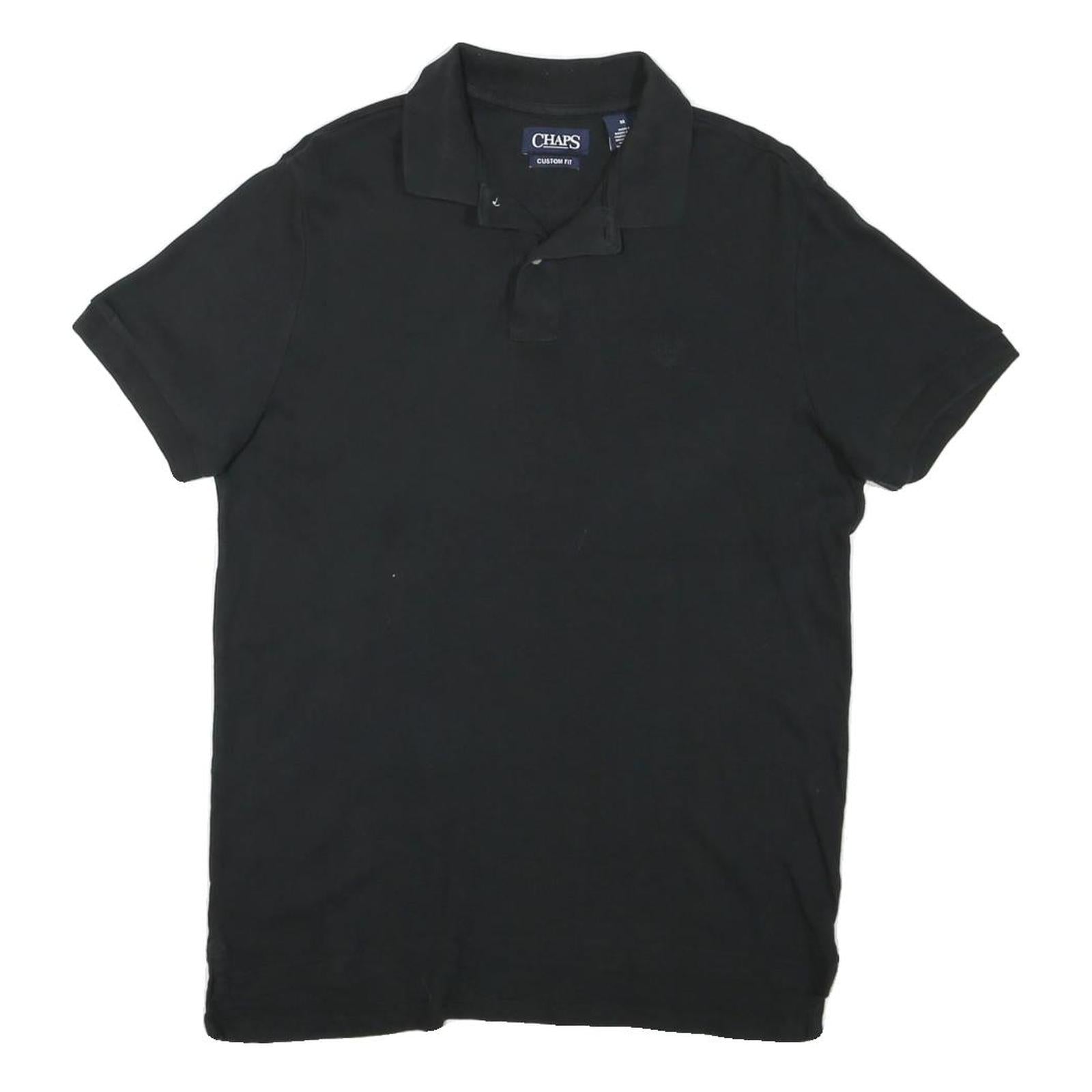 CHAPS Mens Black Cotton Blend Short Sleeve Polo Shirt M Classic Fit Casual