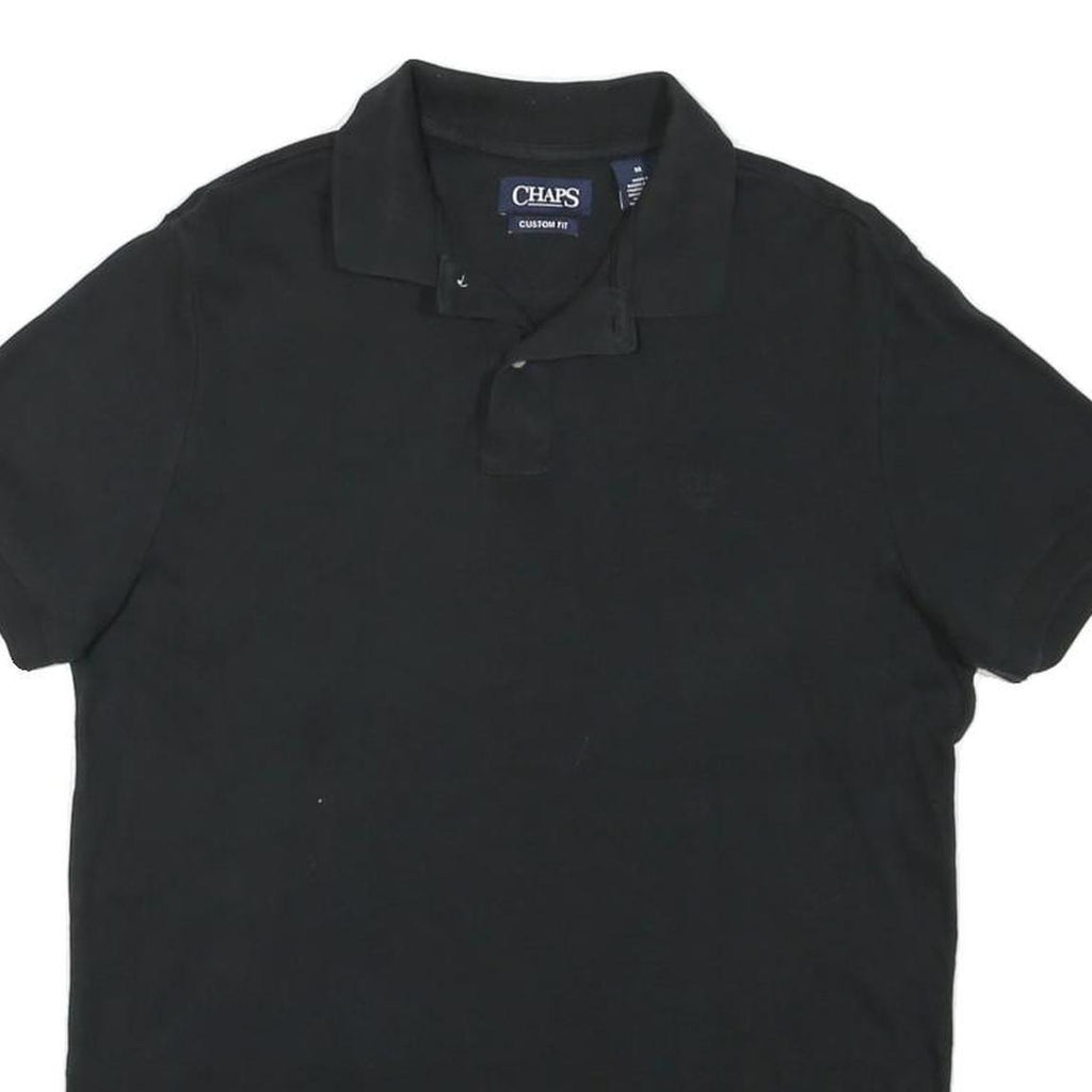 CHAPS Mens Black Cotton Blend Short Sleeve Polo Shirt M Classic Fit Casual
