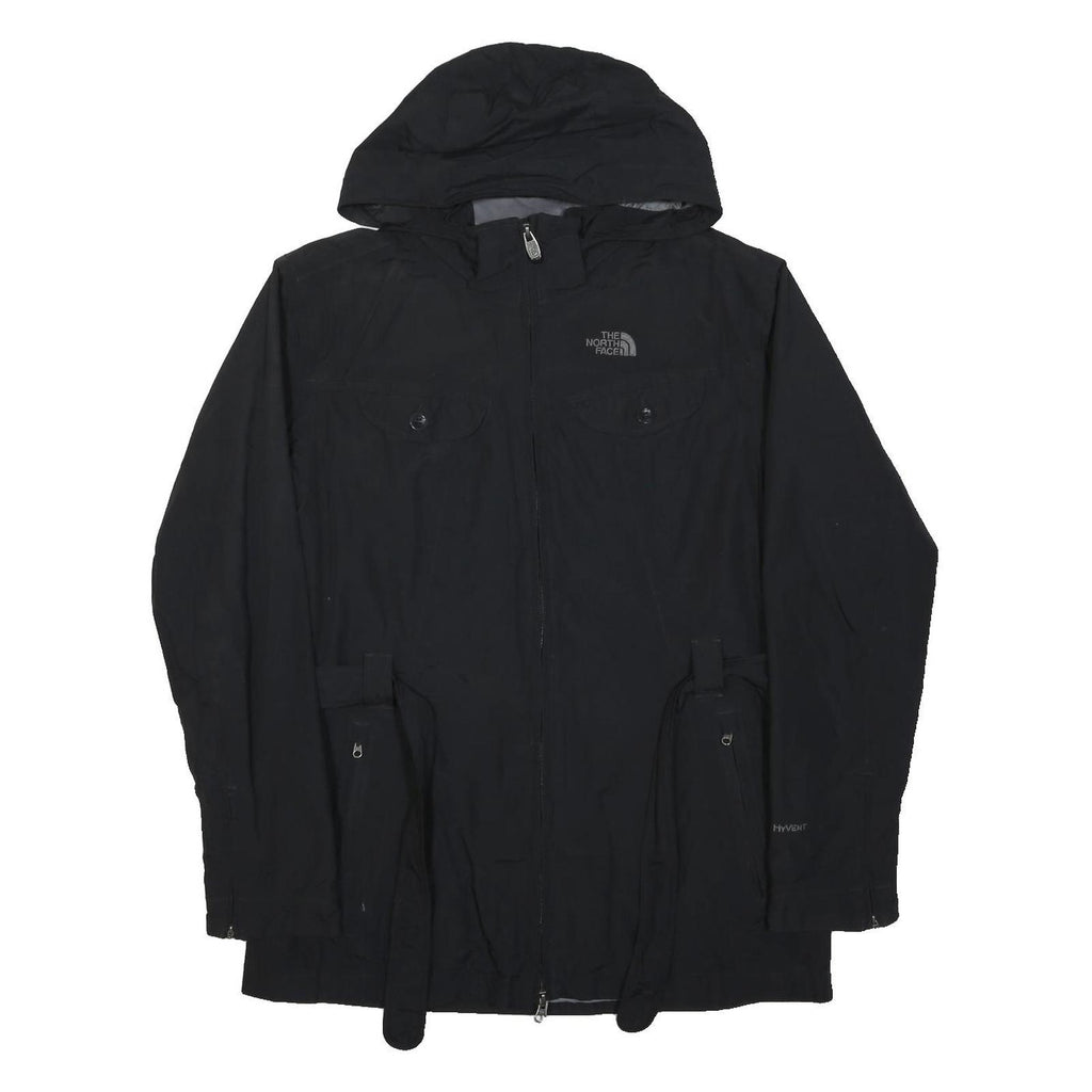 THE NORTH FACE Womens Black Outdoor Jacket L Polyester Zip Hooded Pocketed