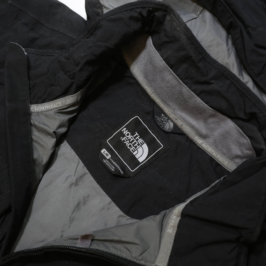 THE NORTH FACE Womens Black Outdoor Jacket L Polyester Zip Hooded Pocketed