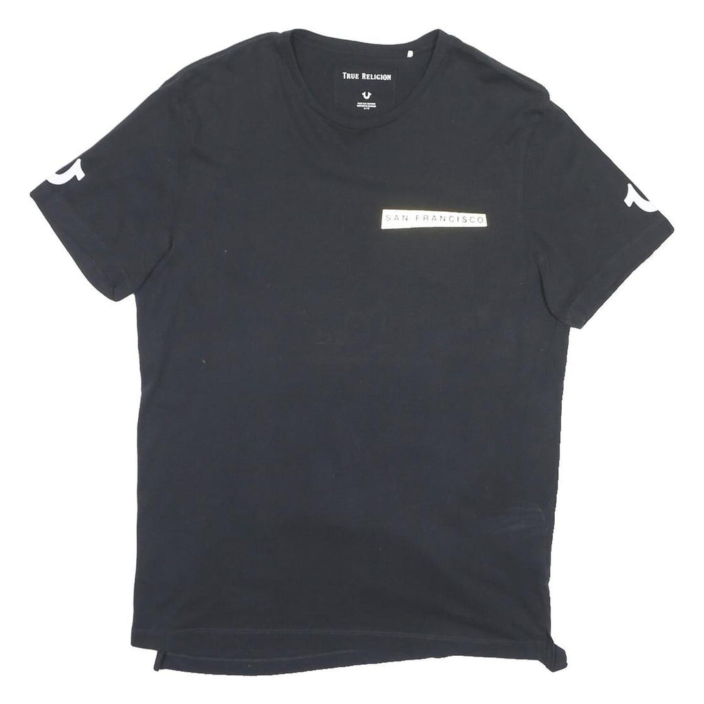 TRUE RELIGION Mens Black XL Graphic T-Shirt Short Sleeve Crew Neck World Tour