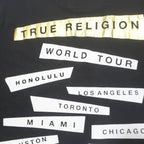 TRUE RELIGION Mens Black XL Graphic T-Shirt Short Sleeve Crew Neck World Tour