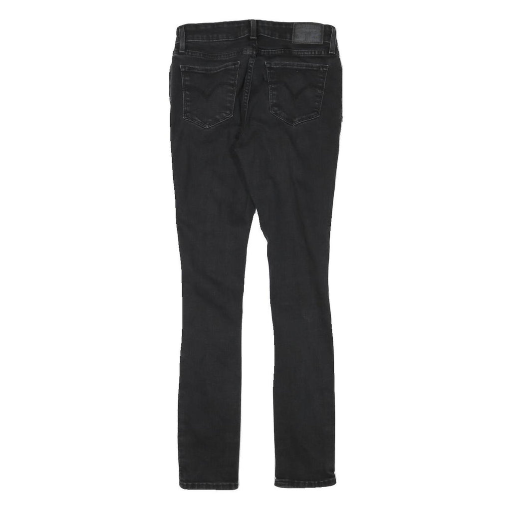 LEVI'S Womens Slim Black Denim Slim Skinny Jeans Cotton Blend W25 L28 Distressed