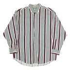 NATURAL ISSUE Mens White & Burgundy Striped Cotton Shirt L Button-Down Collar