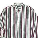 NATURAL ISSUE Mens White & Burgundy Striped Cotton Shirt L Button-Down Collar