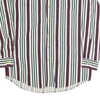 NATURAL ISSUE Mens White & Burgundy Striped Cotton Shirt L Button-Down Collar