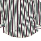 NATURAL ISSUE Mens White & Burgundy Striped Cotton Shirt L Button-Down Collar