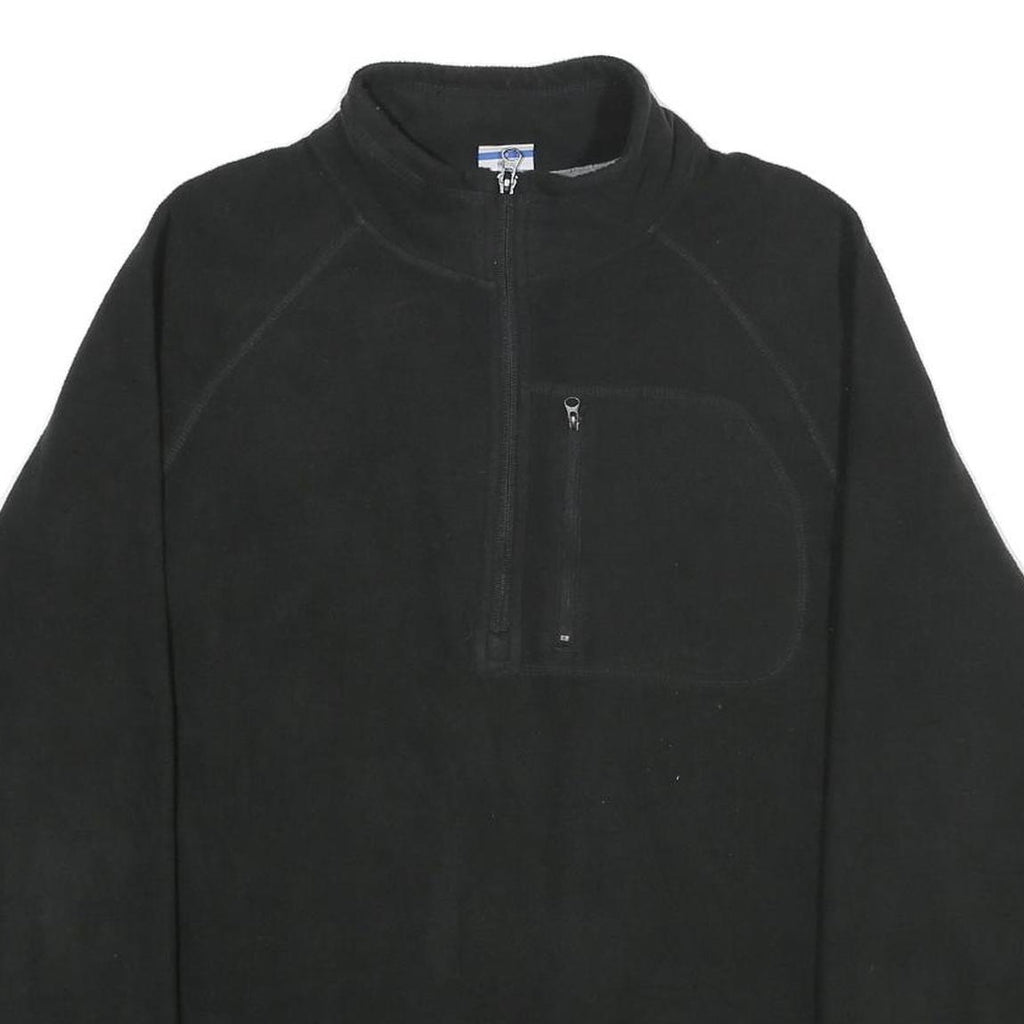 STARTER Mens Black Plain Jumper 1/4 Zip Polyester L Casual Comfort
