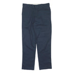 DICKIES Mens Polyester Blend Navy Regular Straight Trousers W38 L34 Workwear Zip