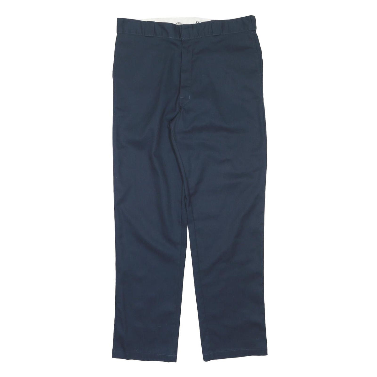 DICKIES Mens Polyester Blend Navy Regular Straight Trousers W38 L34 Workwear Zip