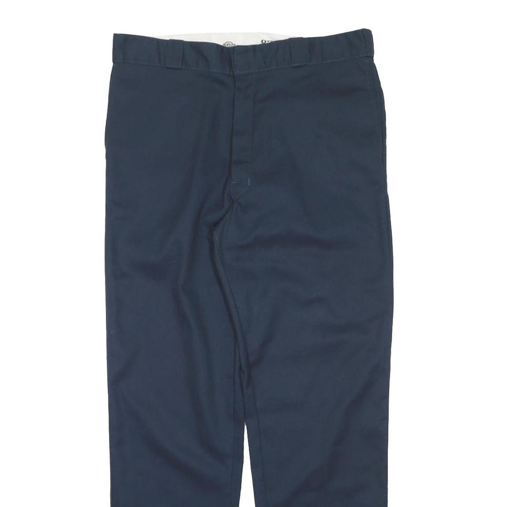 DICKIES Mens Polyester Blend Navy Regular Straight Trousers W38 L34 Workwear Zip