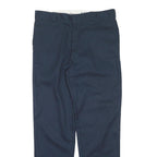 DICKIES Mens Polyester Blend Navy Regular Straight Trousers W38 L34 Workwear Zip