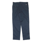 DICKIES Mens Polyester Blend Navy Regular Straight Trousers W38 L34 Workwear Zip