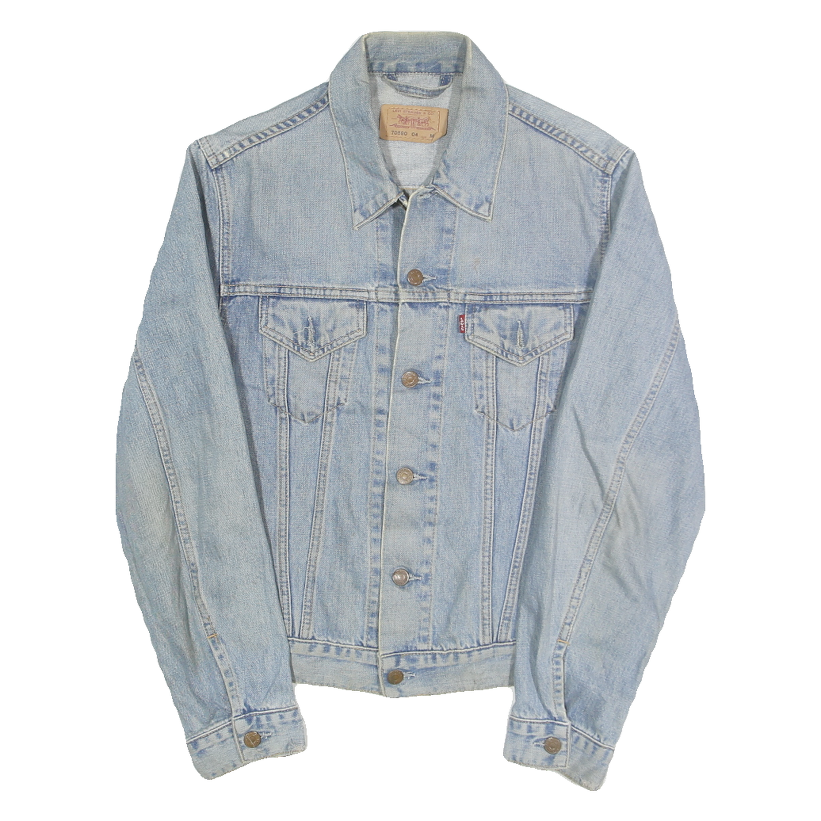 LEVI'S Womens Blue Cotton Denim Jacket M Button Plain Classic Casual