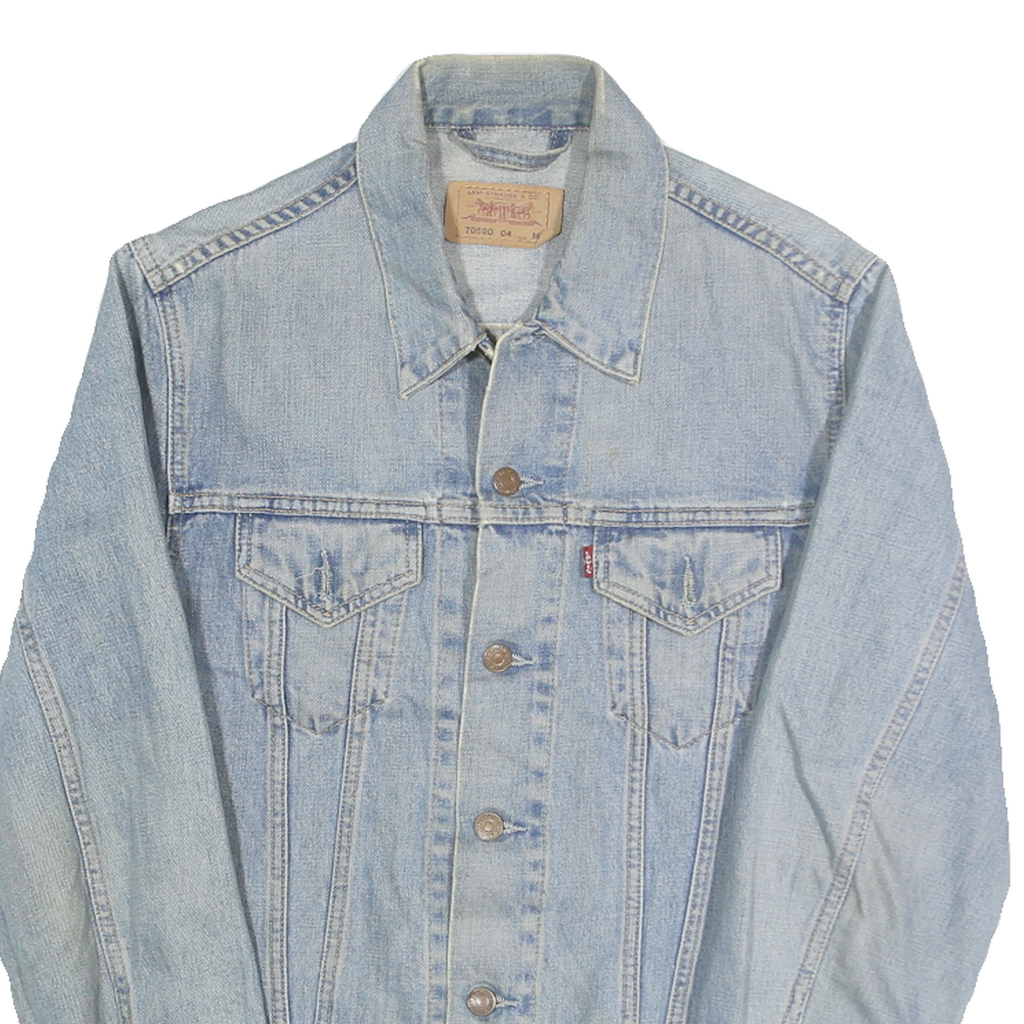LEVI'S Womens Blue Cotton Denim Jacket M Button Plain Classic Casual
