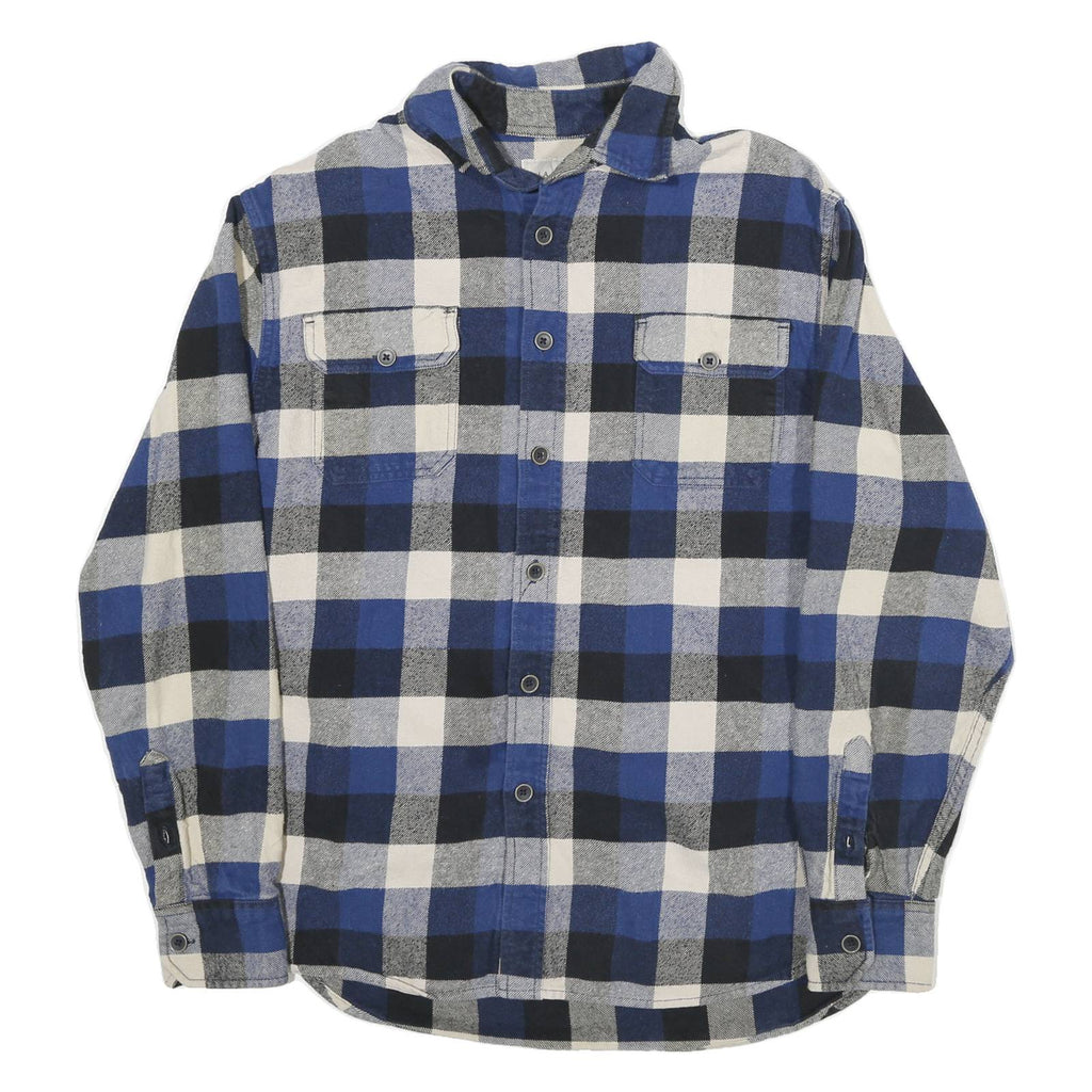 JACHS Mens Blue Black & White Check Flannel Shirt M Casual Cotton Blend