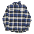 JACHS Mens Blue Black & White Check Flannel Shirt M Casual Cotton Blend