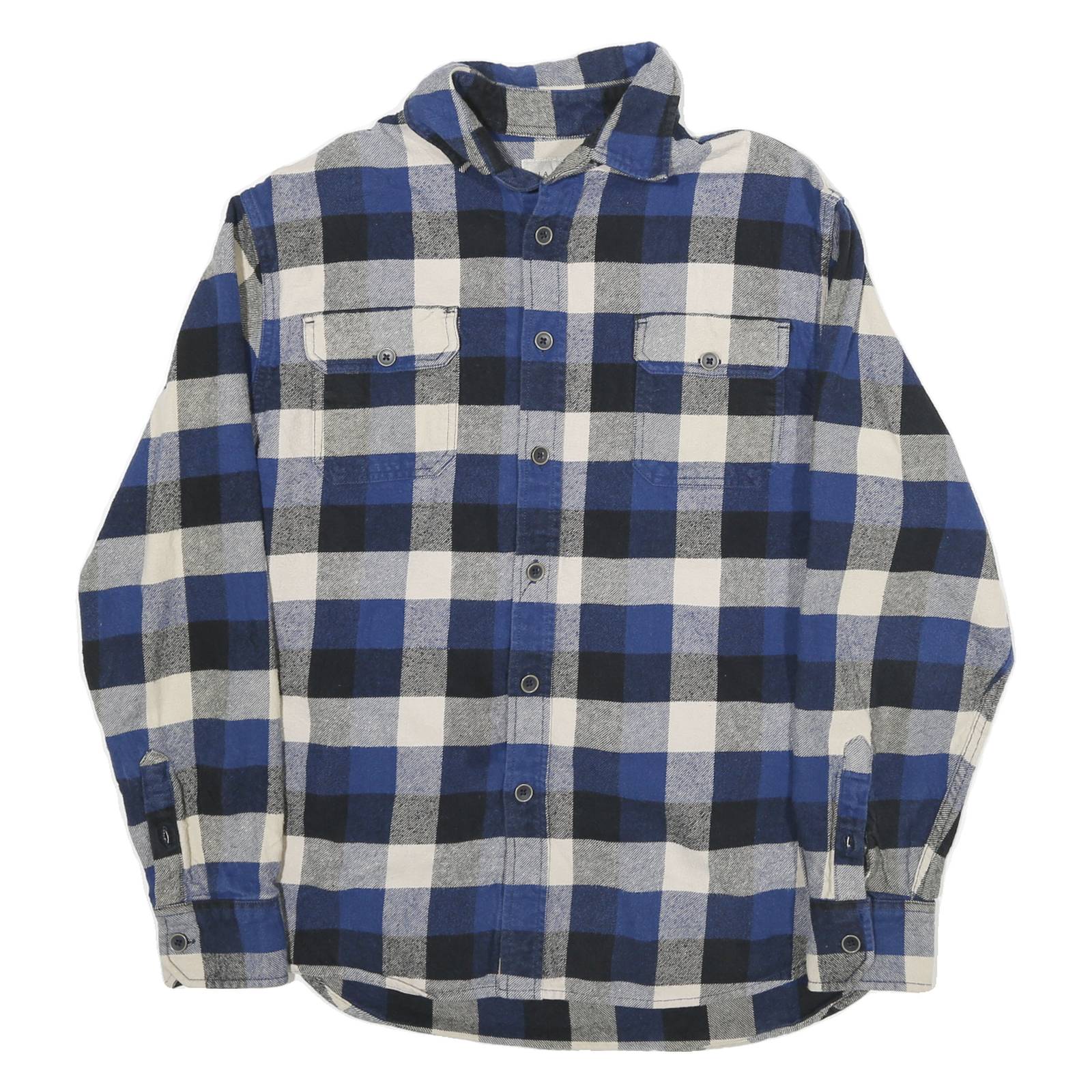 JACHS Mens Blue Black & White Check Flannel Shirt M Casual Cotton Blend