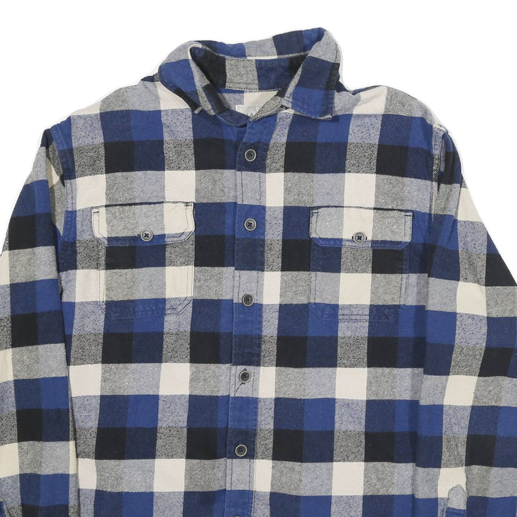 JACHS Mens Blue Black & White Check Flannel Shirt M Casual Cotton Blend