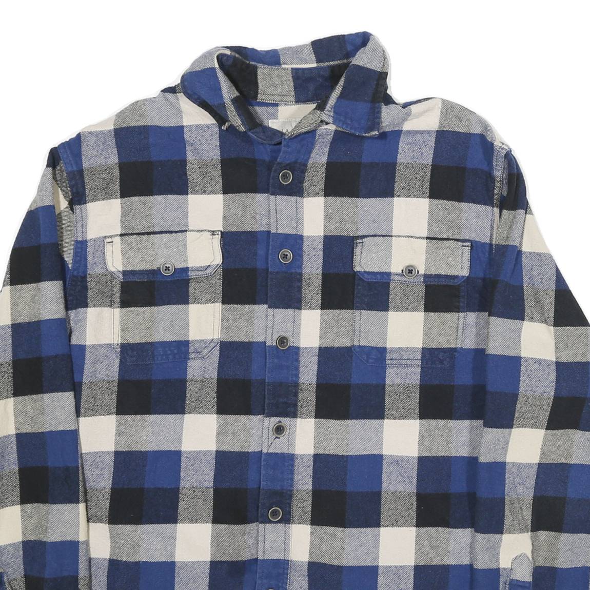JACHS Mens Blue Black & White Check Flannel Shirt M Casual Cotton Blend