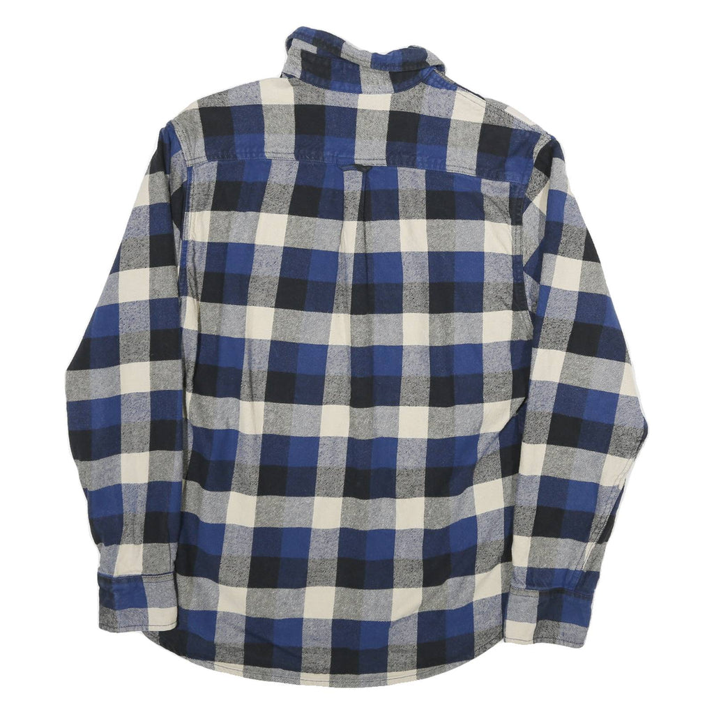 JACHS Mens Blue Black & White Check Flannel Shirt M Casual Cotton Blend