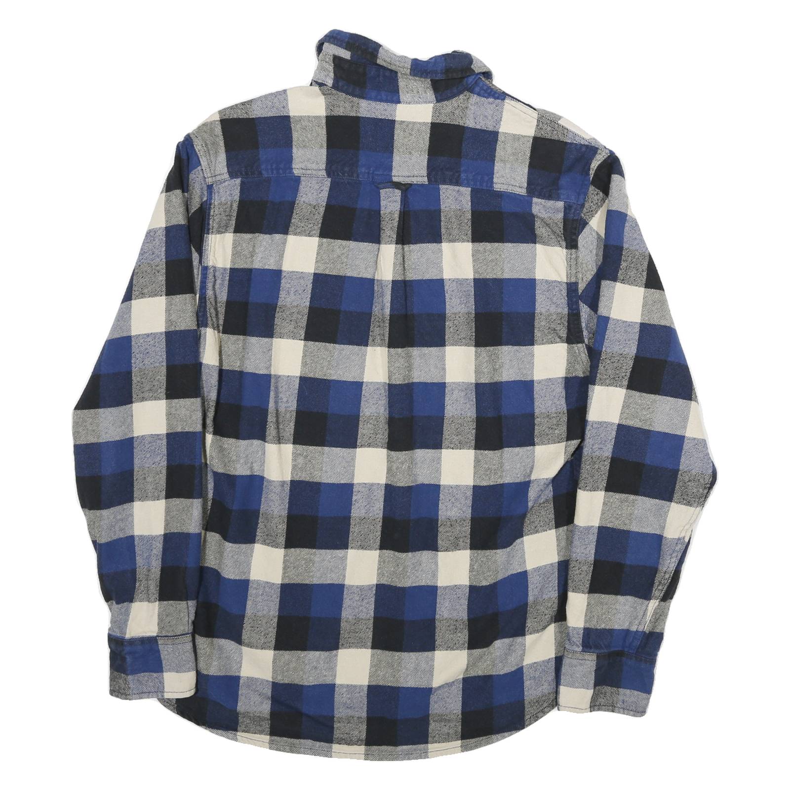 JACHS Mens Blue Black & White Check Flannel Shirt M Casual Cotton Blend