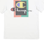 CHAMPION Mens White Graphic T-Shirt M Short Sleeve Crew Neck Cotton Blend