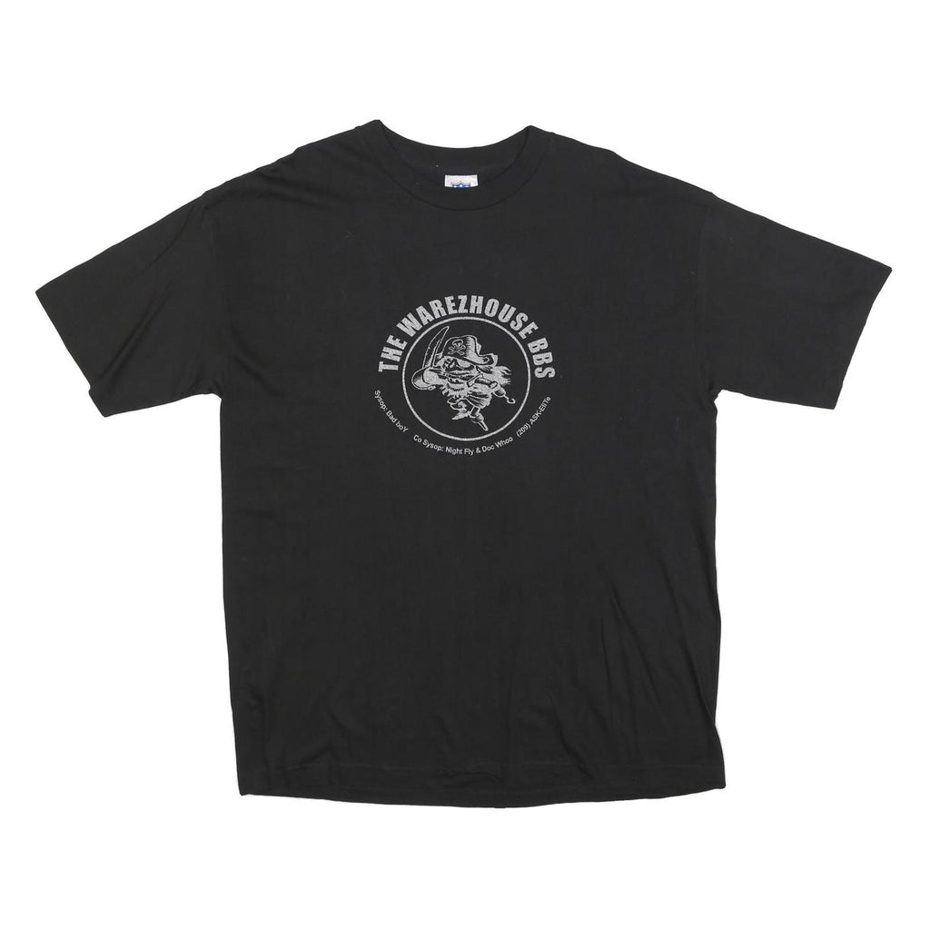 TNT Mens Black Pirate Graphic T-Shirt XL Short Sleeve Crew Neck Cotton Blend